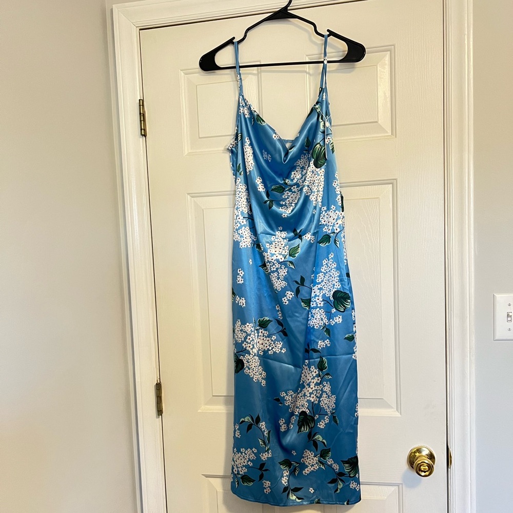 Midi Satin Cowl neck dress